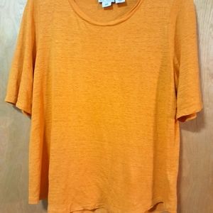 Nicole Miller 100 percent linen t-shirt, women's large, goldenrod yellow